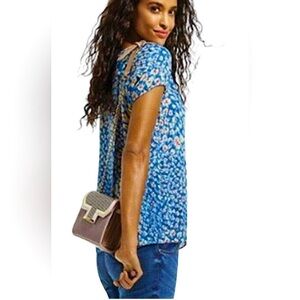 CAbi Blue Floral Blouse, Size S